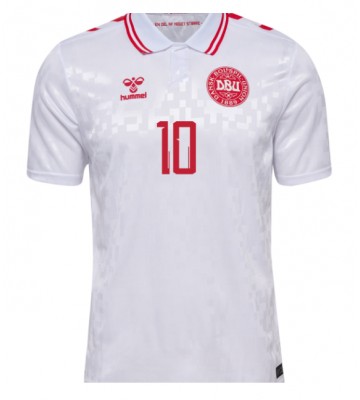 Danmark Christian Eriksen #10 Udebanetrøje EM 2024 Kortærmet